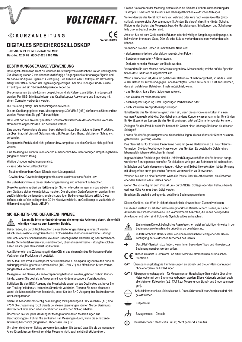 Page 1 de la notice Manuel utilisateur Voltcraft MSO-5102B