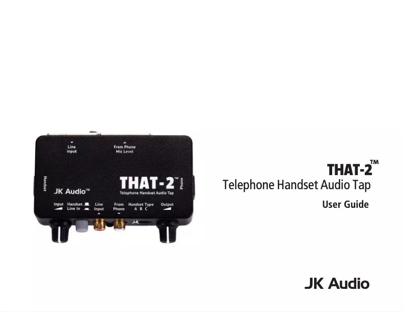 Page n°1 - Manuel utilisateur JK Audio THAT-2