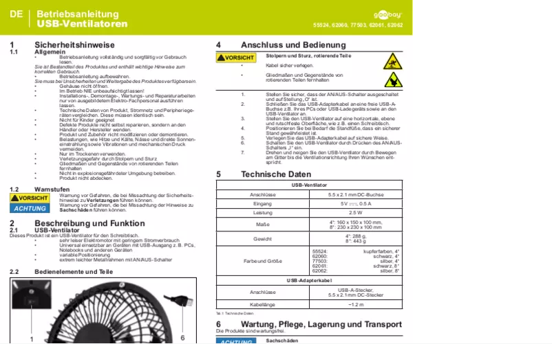 Page 1 de la notice Manuel utilisateur Goobay 55524