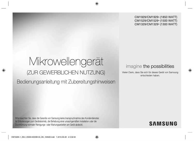 Page n°1 - Manuel utilisateur Samsung CM1929