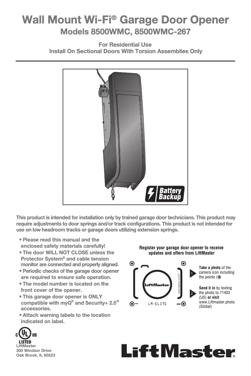 Página 1 del manual Manual de usuario LiftMaster 8500WMC-267