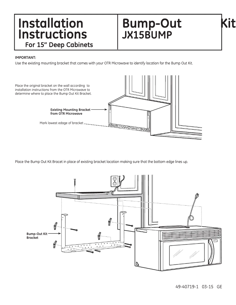 Image de la première page du manuel de l'appareil JX15BUMPWW