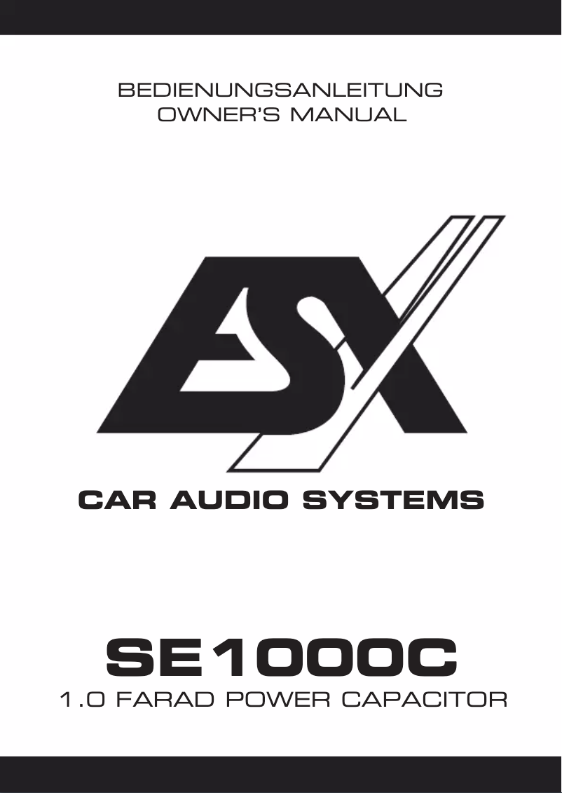 Page n°1 - Manuel utilisateur ESX SE1000C