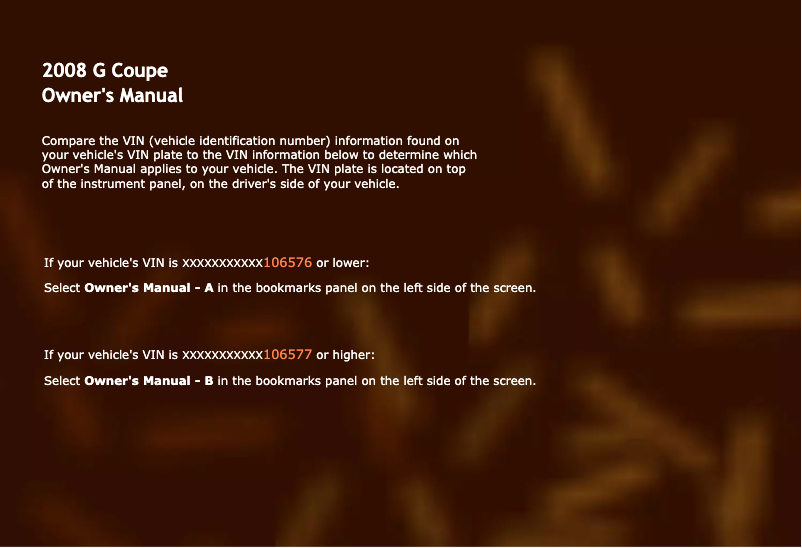 Imagen de la primera página del manual del dispositivo G37 Coupe (2008)