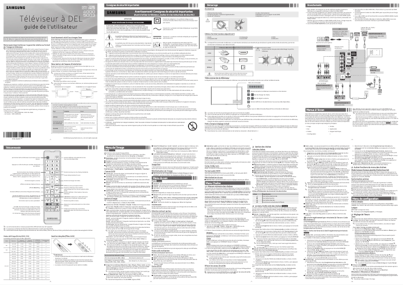 Page 1 de la notice Manuel utilisateur Samsung UN32J4000BF