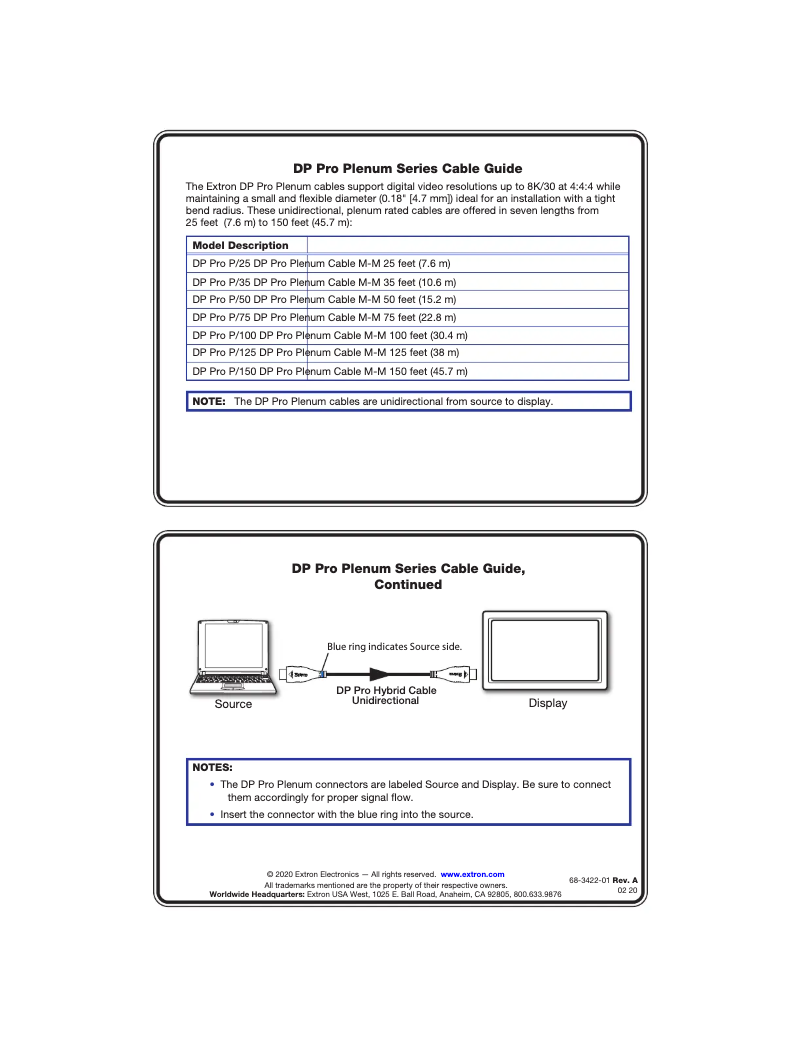 Page 1 of the manual User Manual Extron DP Pro P/100