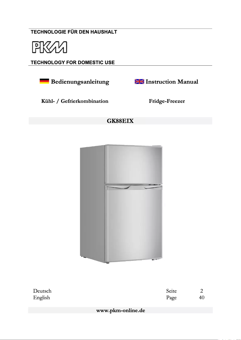 Image de la première page du manuel de l'appareil GK88EIX