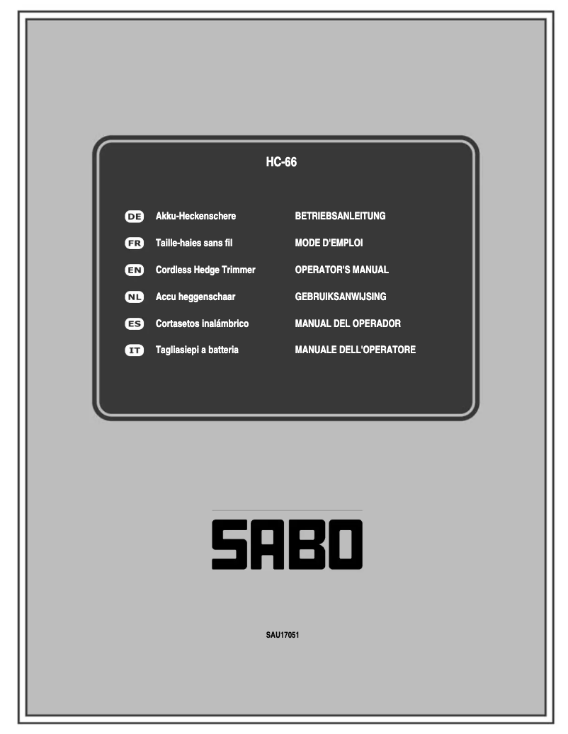 Page 1 de la notice Manuel utilisateur SABO HC-66