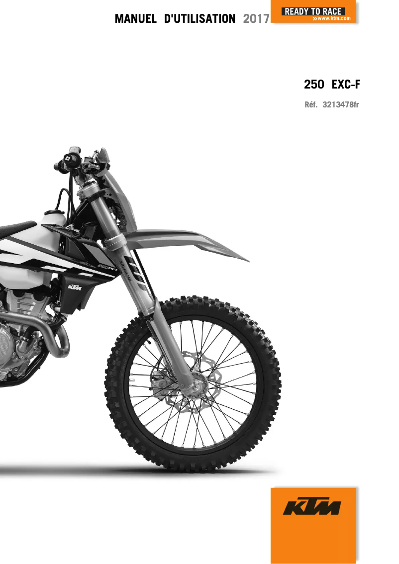 Image de la première page du manuel de l'appareil 250 EXC-F (2017)