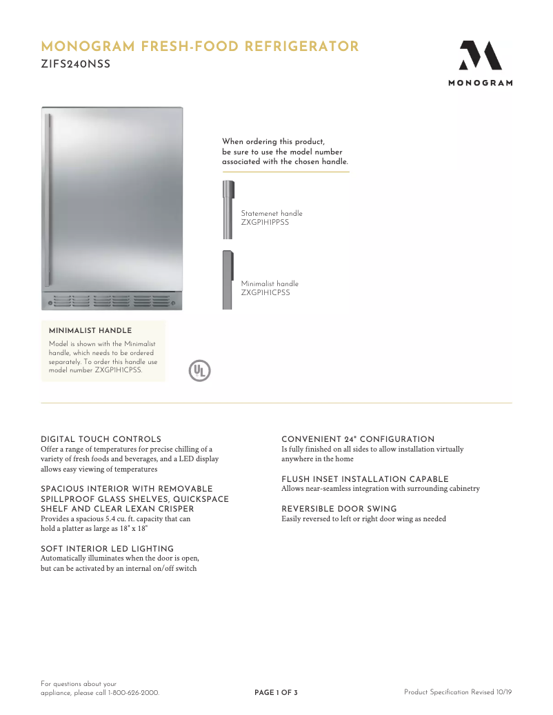 Image de la première page du manuel de l'appareil ZIFS240NSS