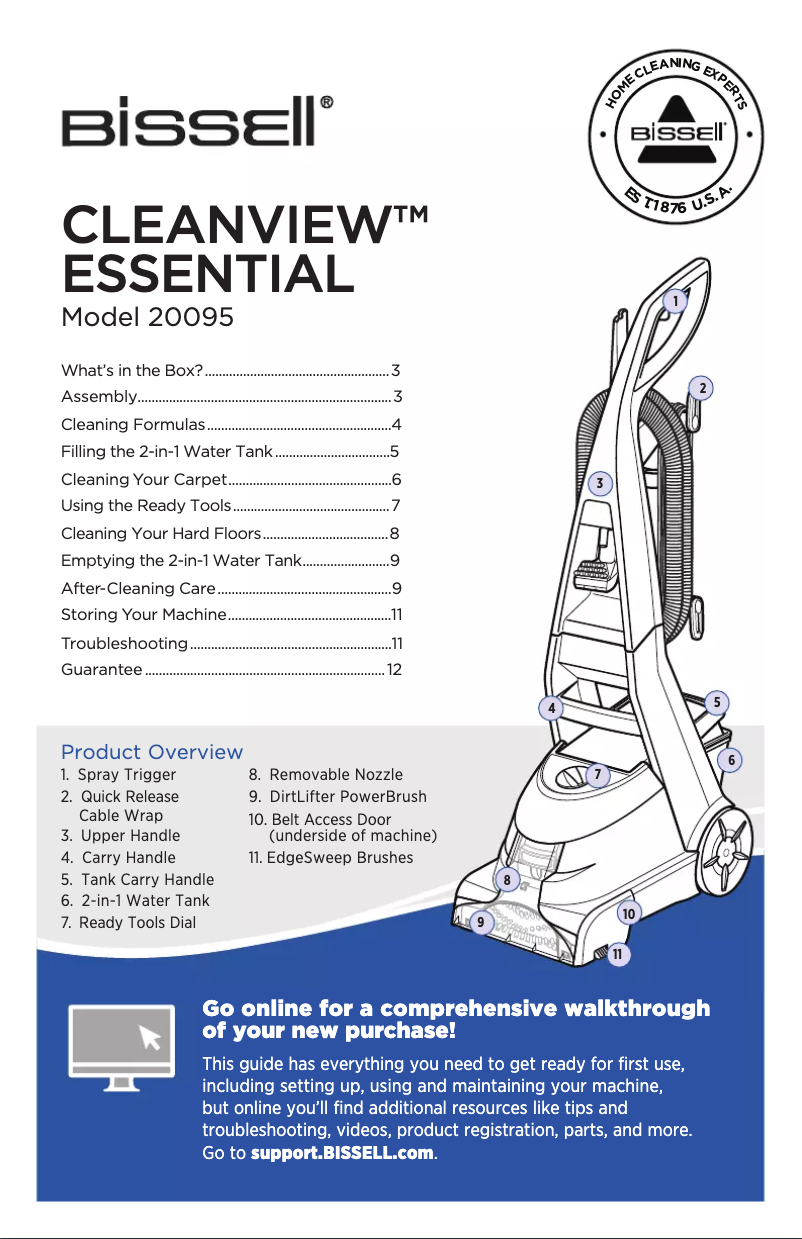 Image de la première page du manuel de l'appareil CleanView Essential 20095