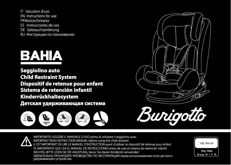 Image de la première page du manuel de l'appareil Bahia