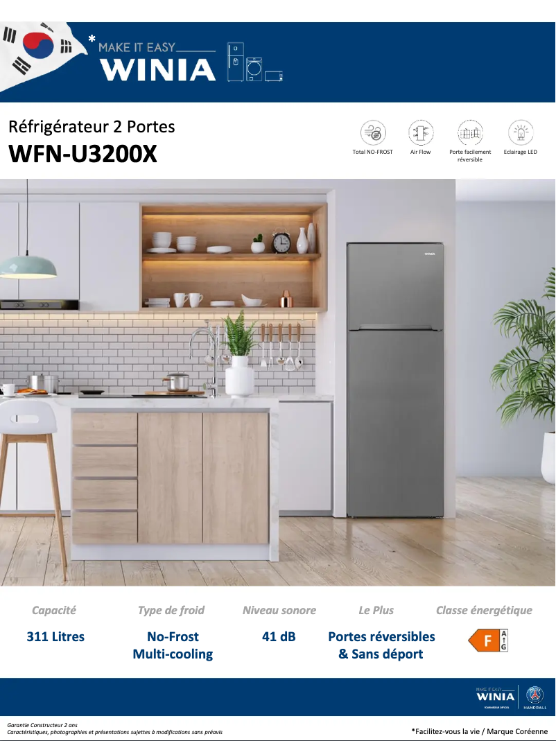 Page n°1 - Fiche technique Winia WFN-U3200X