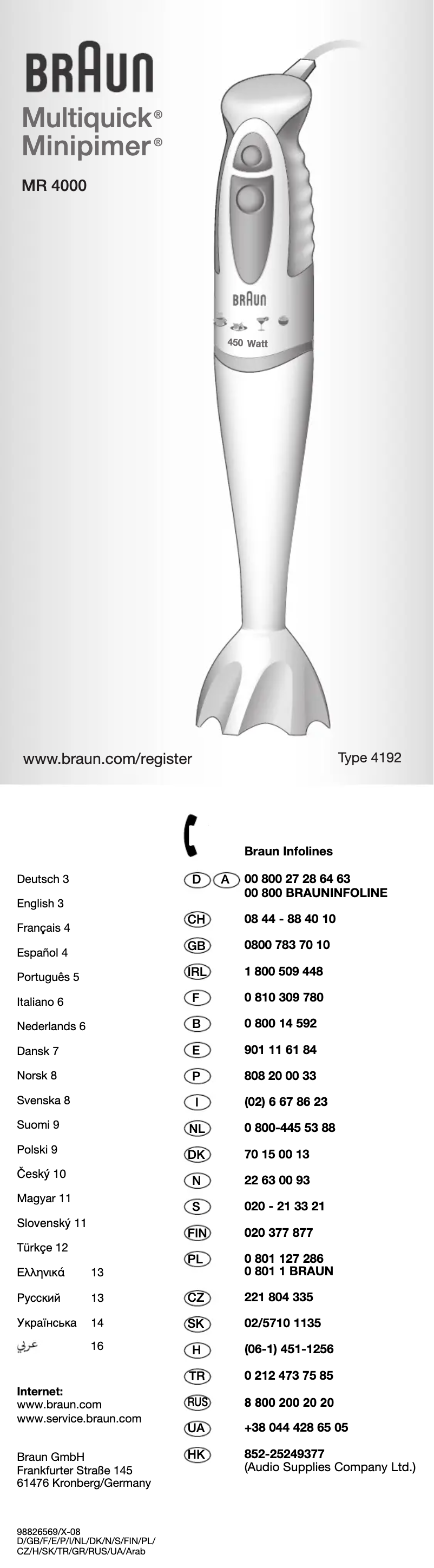 Page 1 de la notice Manuel utilisateur Braun Multiquick MR 5000 M