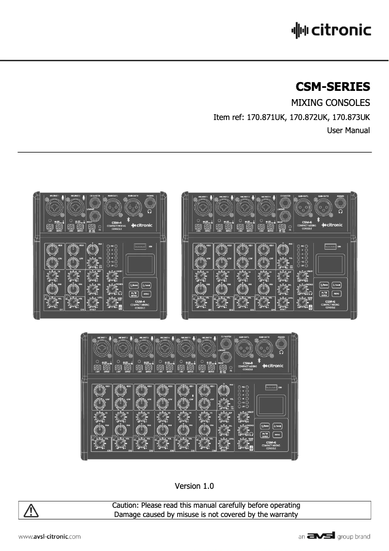 Page 1 de la notice Manuel utilisateur Citronic CSM-8