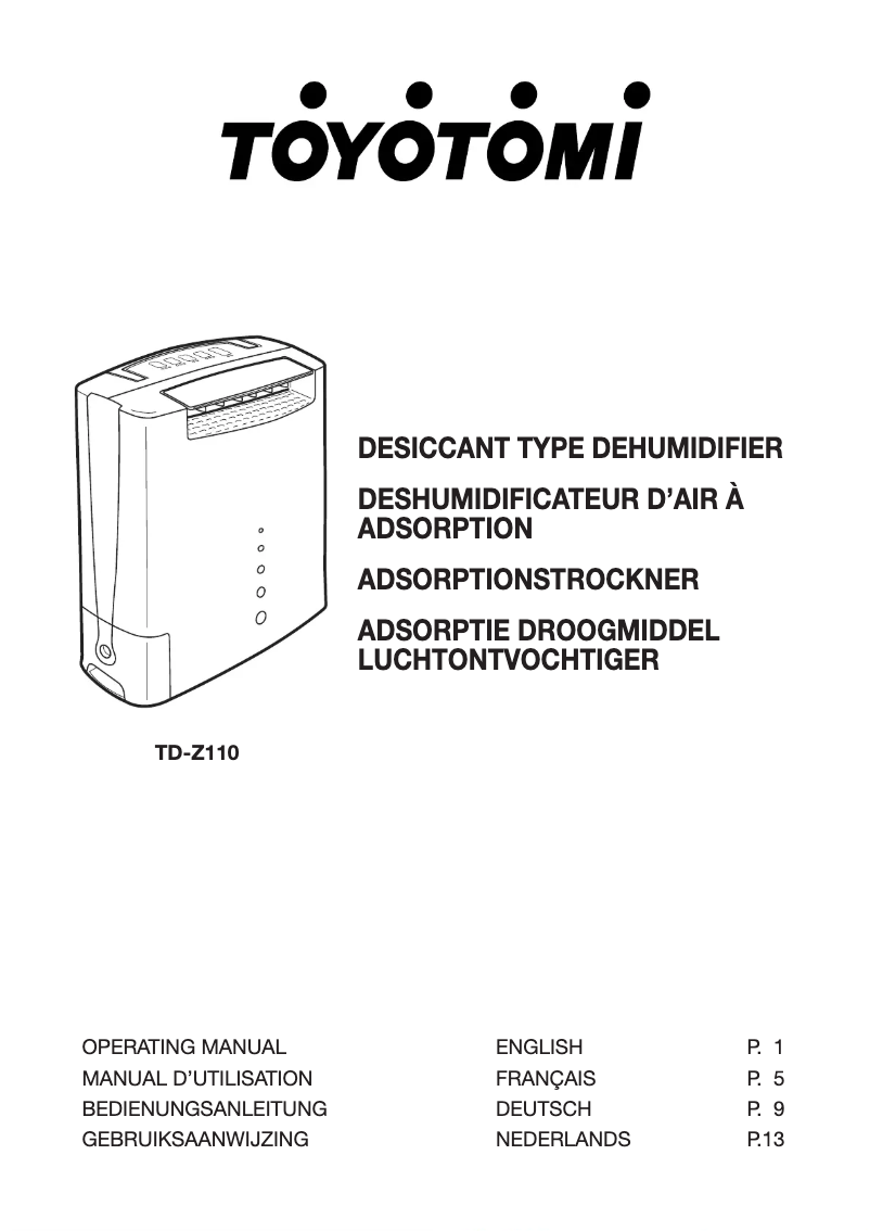 Page n°1 - Manuel utilisateur Toyotomi TD-Z110
