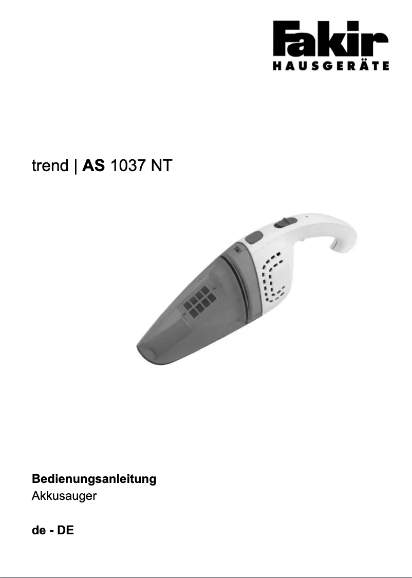 Image de la première page du manuel de l'appareil Trend AS 1037 NT