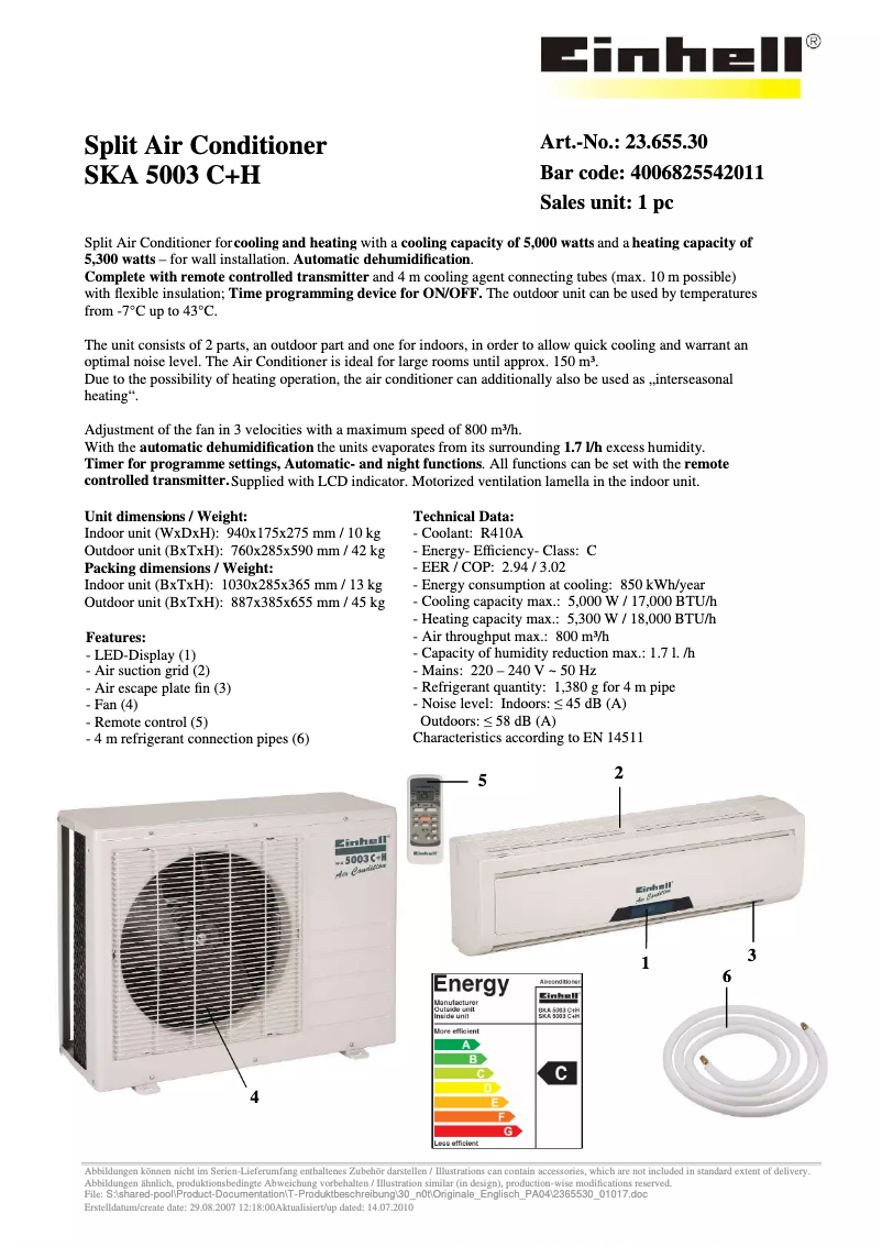 Image de la première page du manuel de l'appareil SKA 5003 C+H