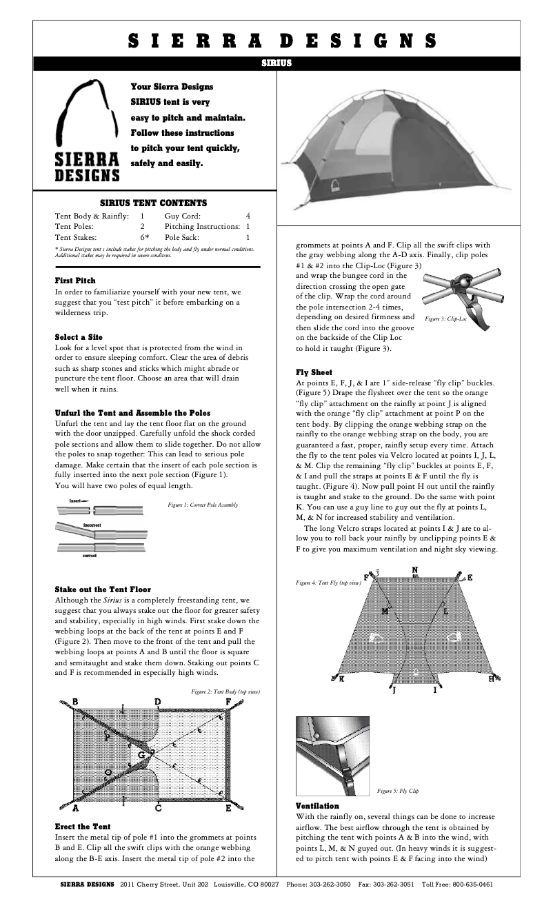 Página 1 del manual Manual de usuario Sierra Designs Sirius