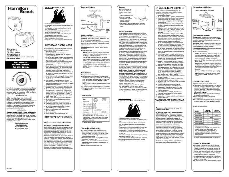 Página 1 del manual Manual de usuario Hamilton Beach 24504