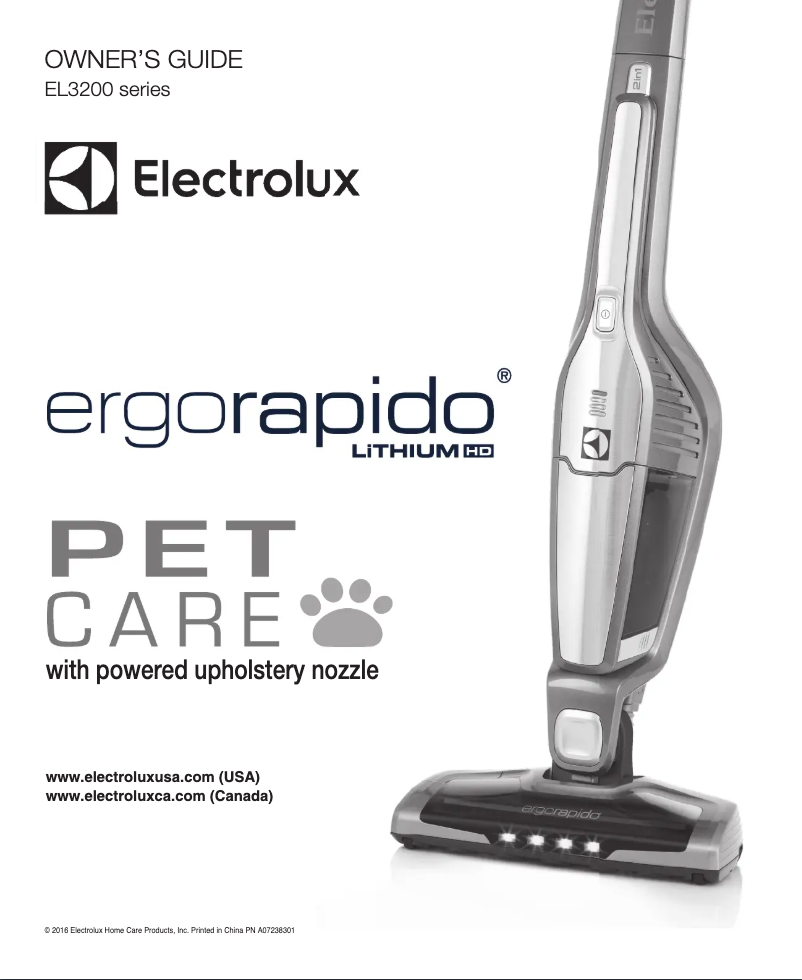 Page n°1 - Manuel utilisateur Electrolux Ergorapido PetCare EL3230A