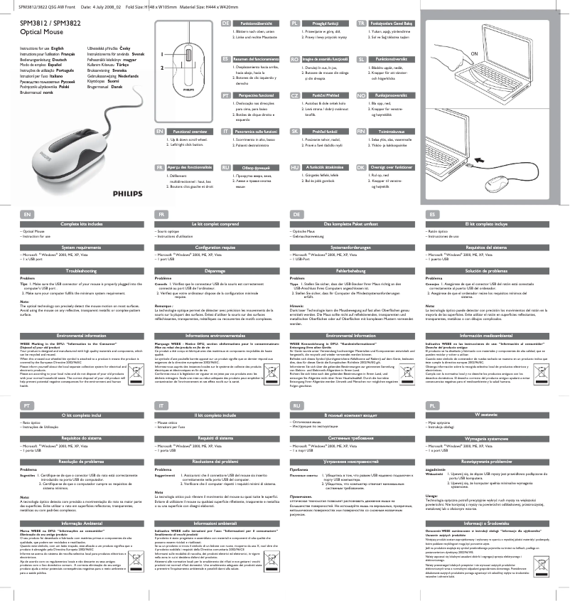 Page 1 de la notice Mode d'emploi Philips SPM3812WB