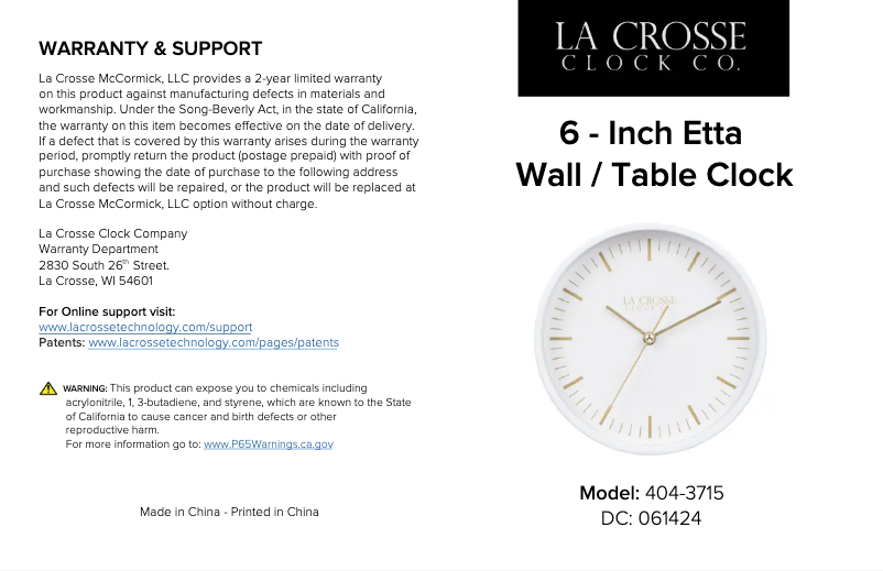 Page 1 de la notice Manuel utilisateur La Crosse Technology 404-3715