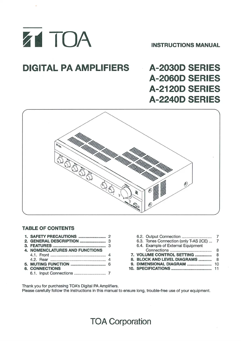 Page n°1 - Manuel utilisateur TOA A-2240DD