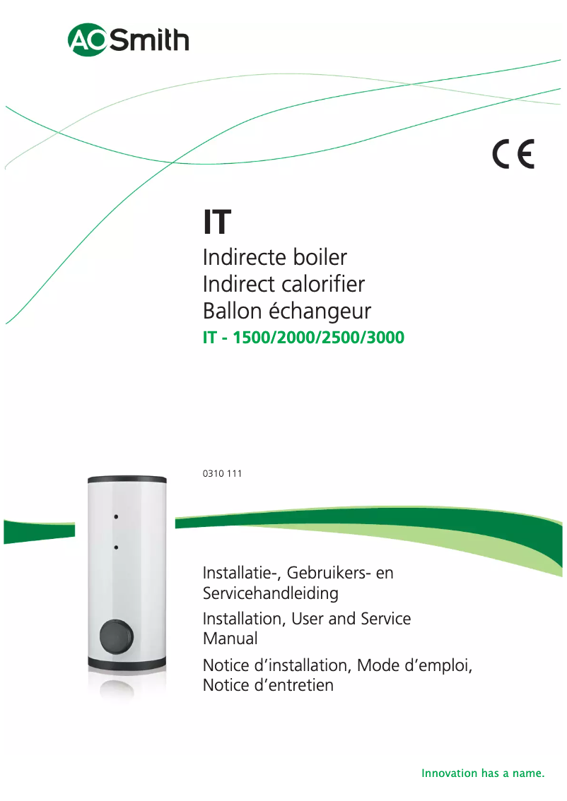 Page 1 de la notice Manuel utilisateur A.O. Smith IT 1500