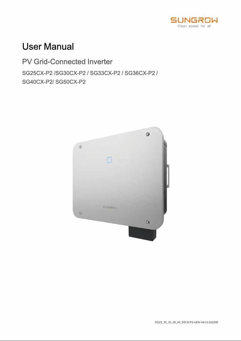 Page n°1 - Manuel utilisateur Sungrow SG50CX-P2