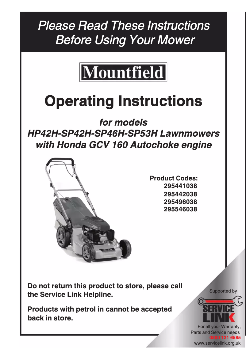 Page 1 de la notice Manuel utilisateur Mountfield SP42H