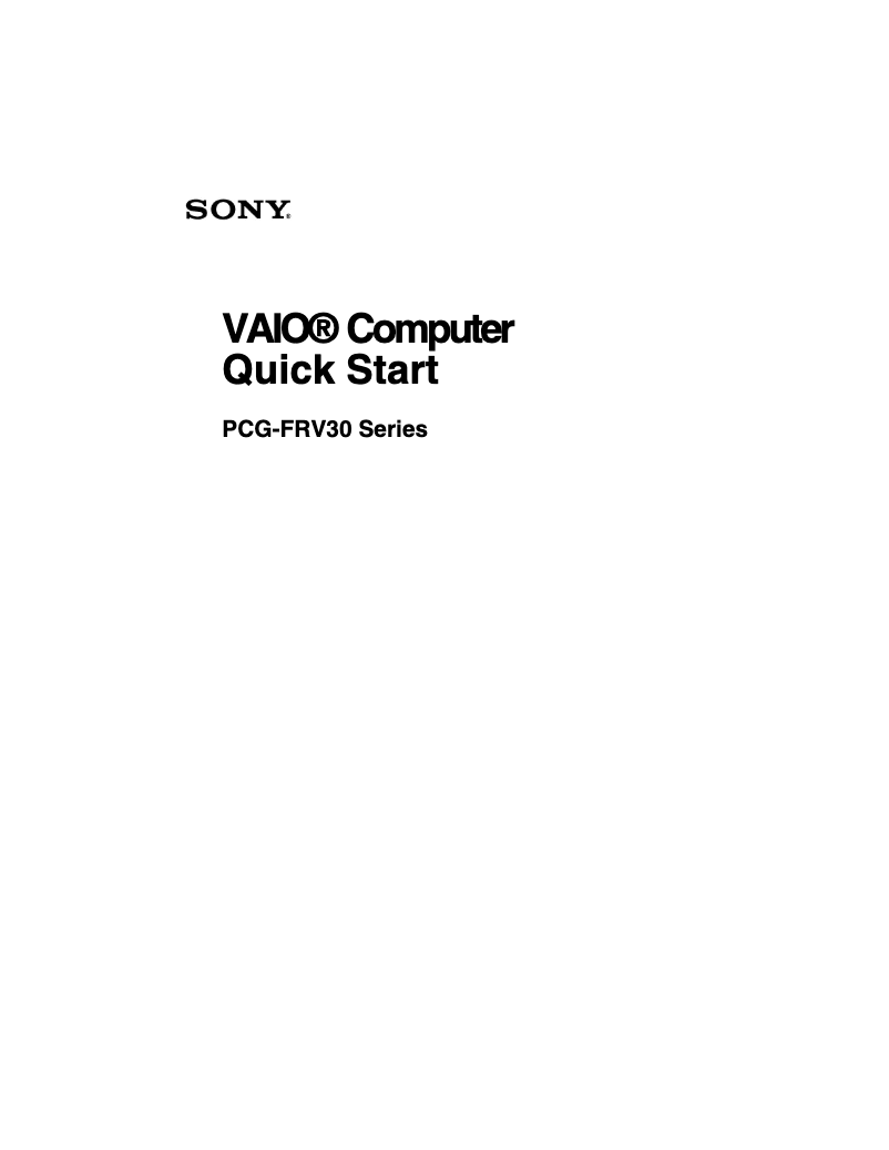 Page n°1 - Guide d'installation Sony Vaio PCG-FRV31