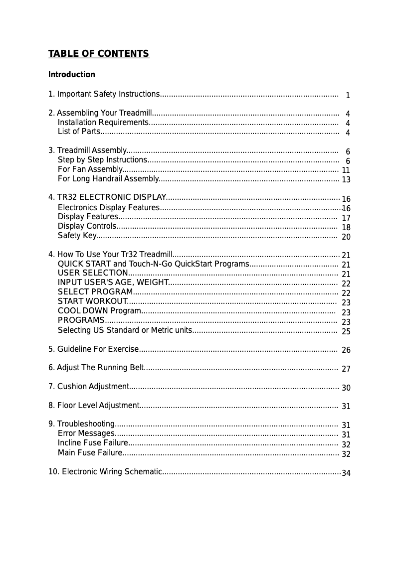 Page 1 de la notice Manuel utilisateur SportsArt TR32