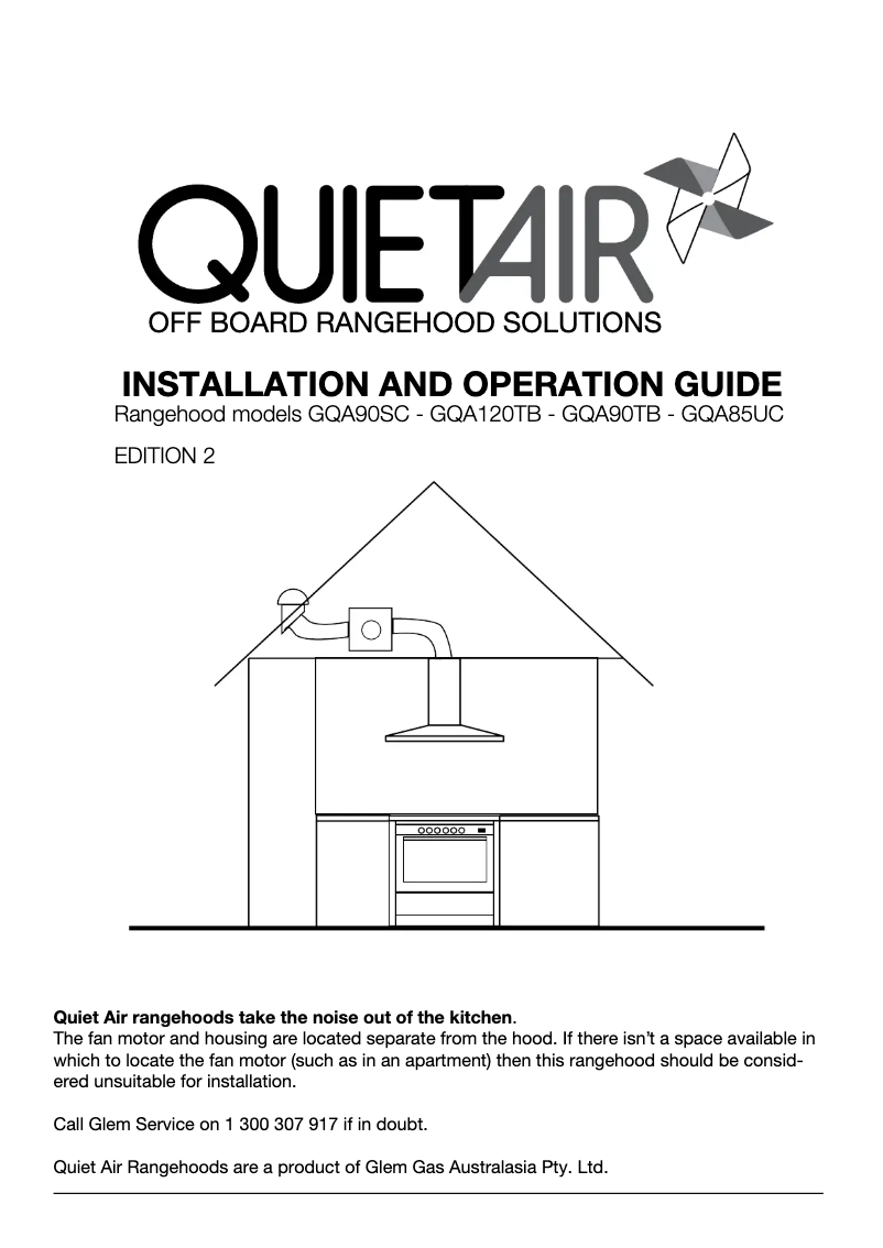 Image de la première page du manuel de l'appareil Quiet Air GQA85UC