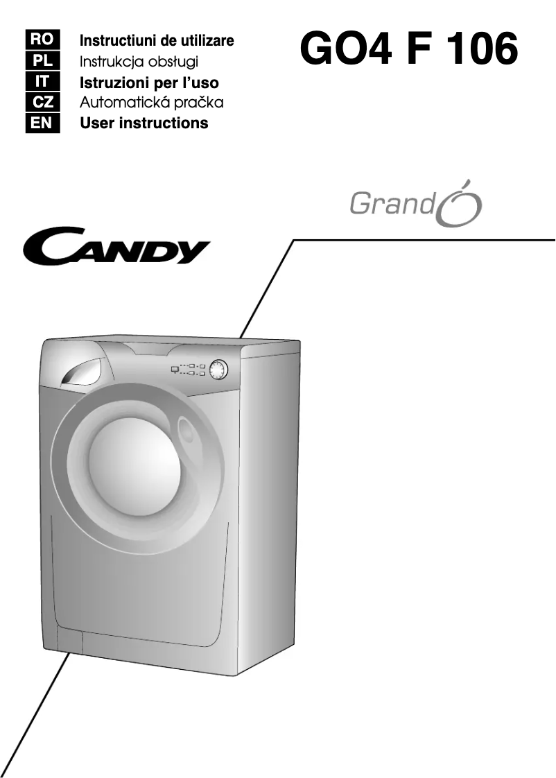 Page 1 de la notice Manuel utilisateur Candy GO4 F 106