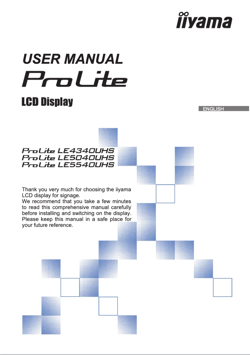 Page 1 de la notice Manuel utilisateur Iiyama ProLite LE5040UHS-B1
