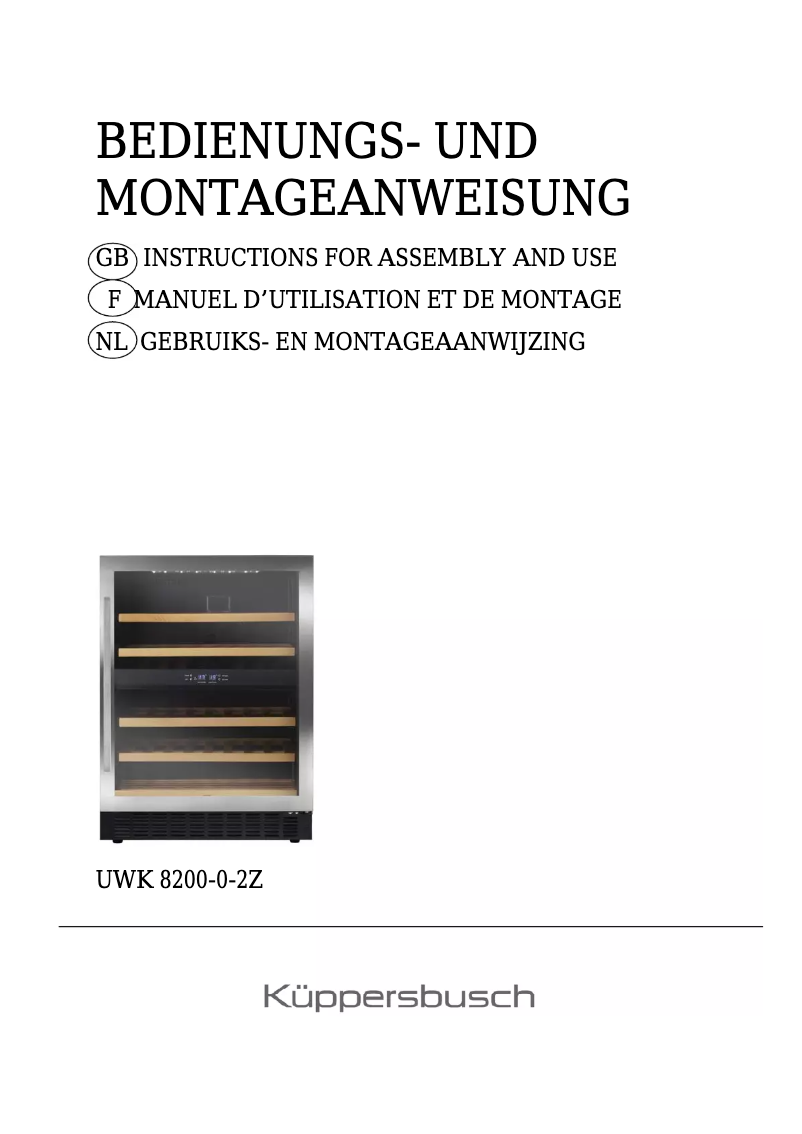 Image de la première page du manuel de l'appareil UWK 8200-0-2Z