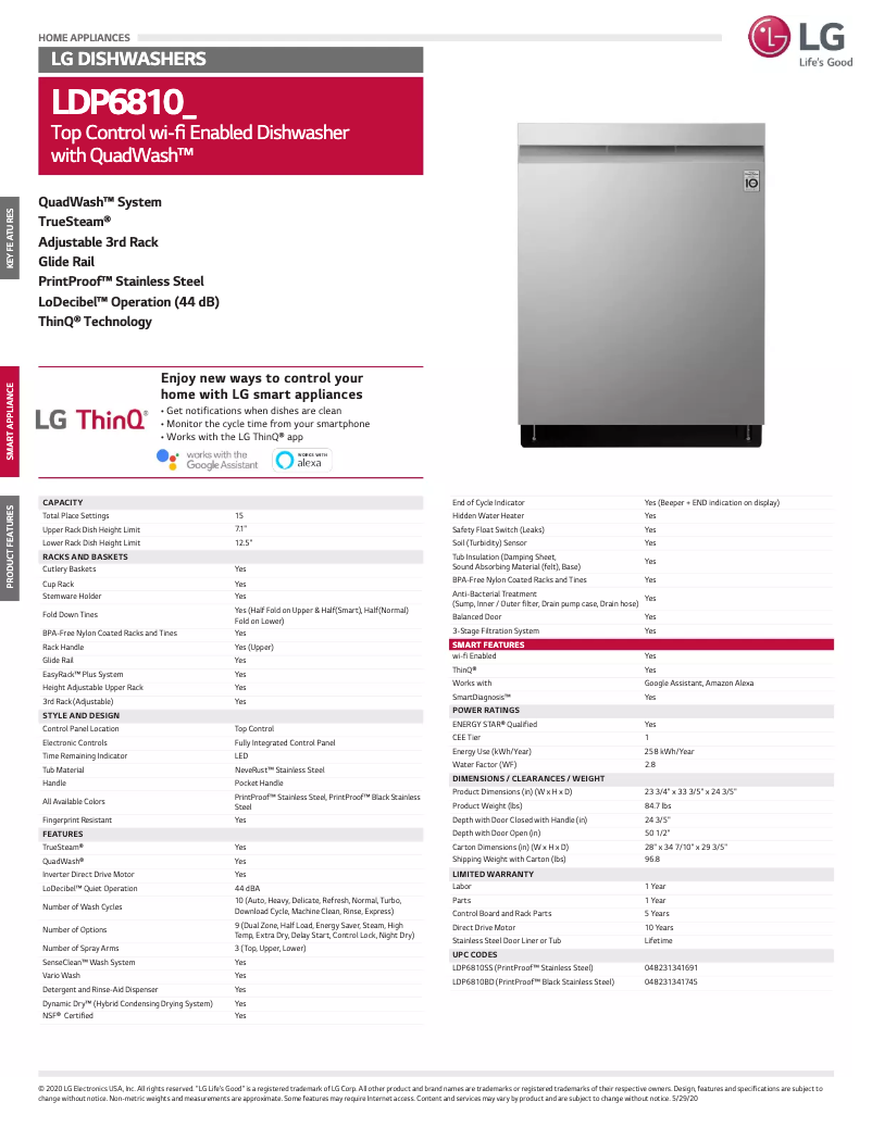 Page n°1 - Fiche technique LG LDP6810BD