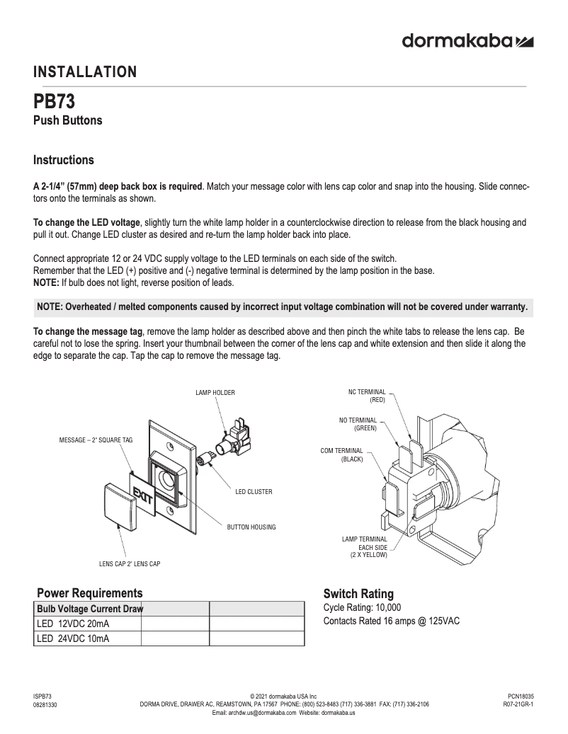 Image de la première page du manuel de l'appareil PB73
