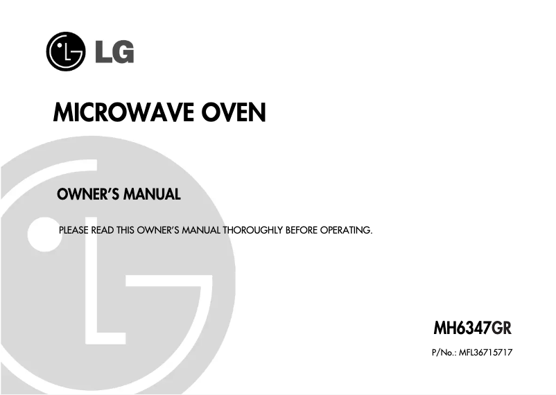 Page n°1 - Manuel utilisateur LG MH6347GR