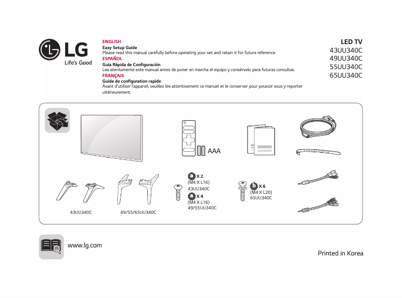 Page 1 de la notice Manuel utilisateur LG 43UU340C