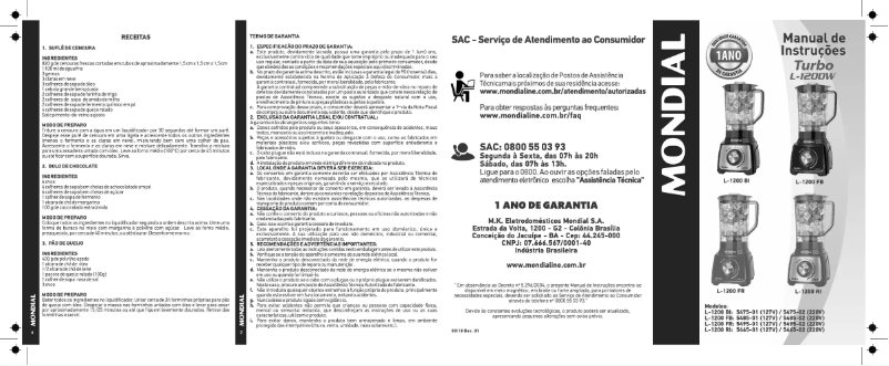 Page 1 de la notice Manuel utilisateur Mondial Turbo L-1200FR