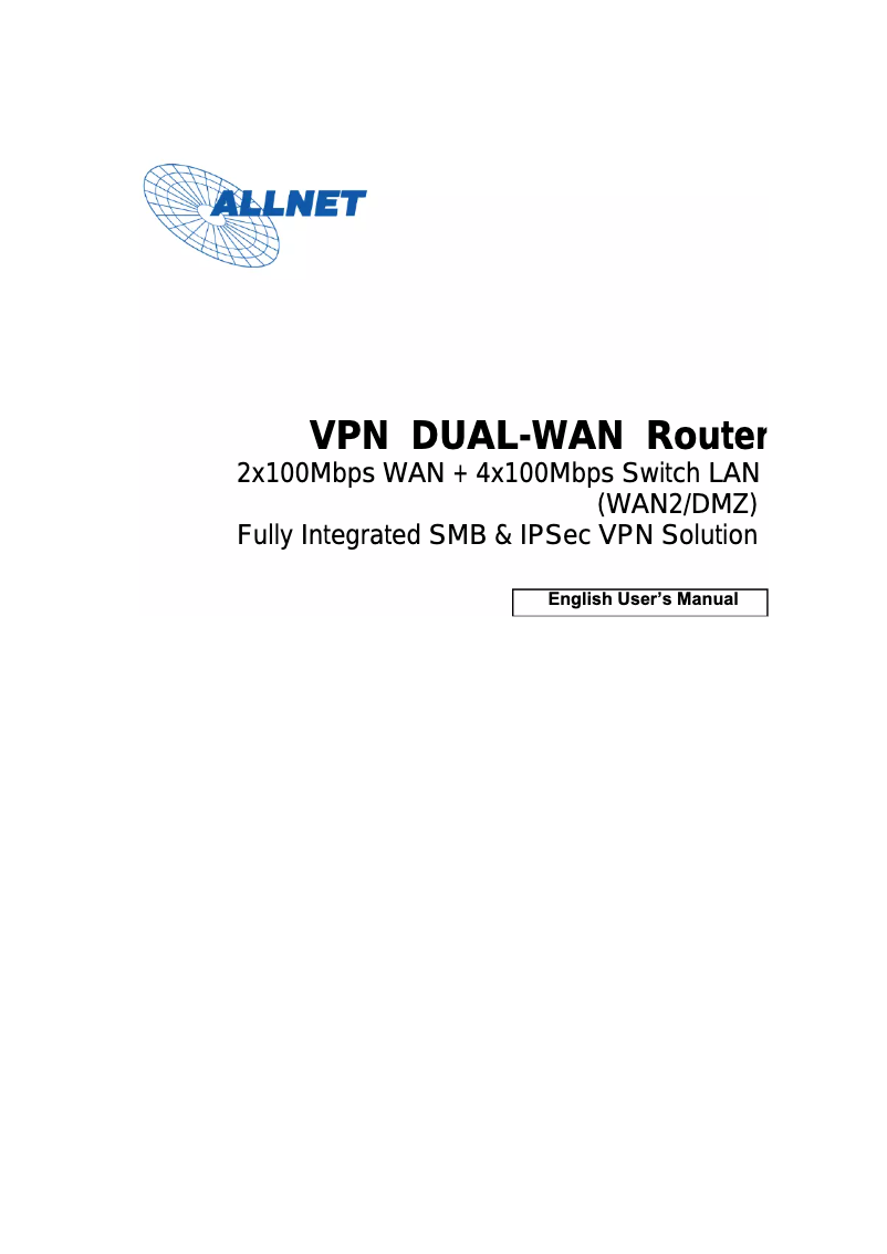 Page 1 de la notice Manuel utilisateur Allnet VPN 20