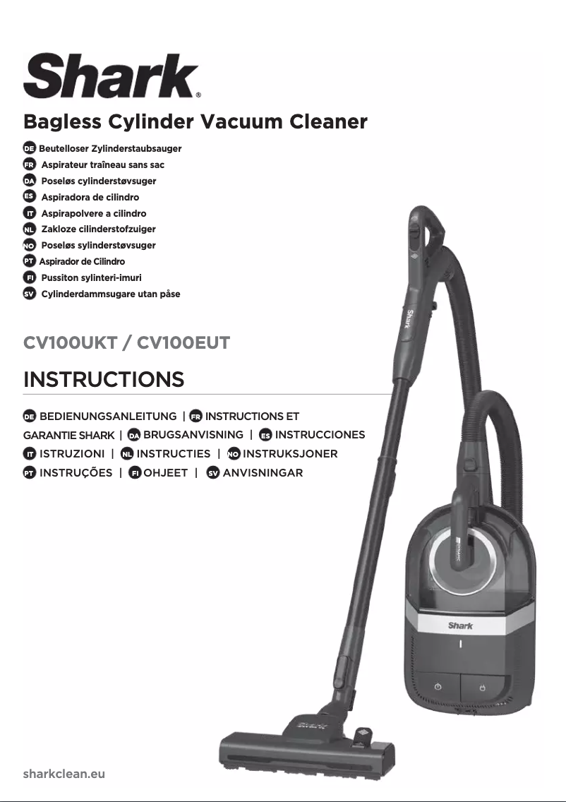 Page 1 de la notice Manuel utilisateur Shark Dynamic CV100UKT