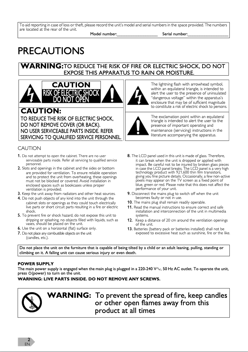 Image de la première page du manuel de l'appareil LED19H800