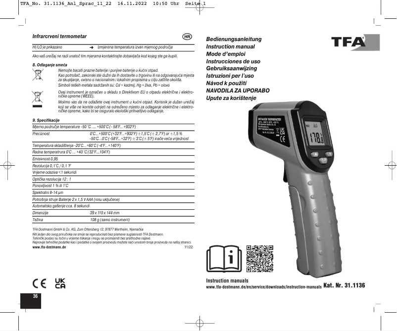 Image de la première page du manuel de l'appareil Ray 31.1136.20