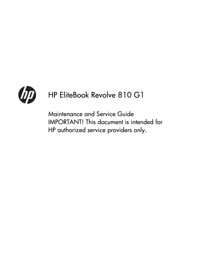 Page 1 de la notice Manuel d'utilisation et d'entretien HP EliteBook Revolve 810 G1