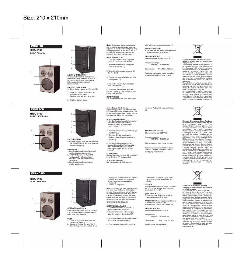 Image de la première page du manuel de l'appareil HRA-1100