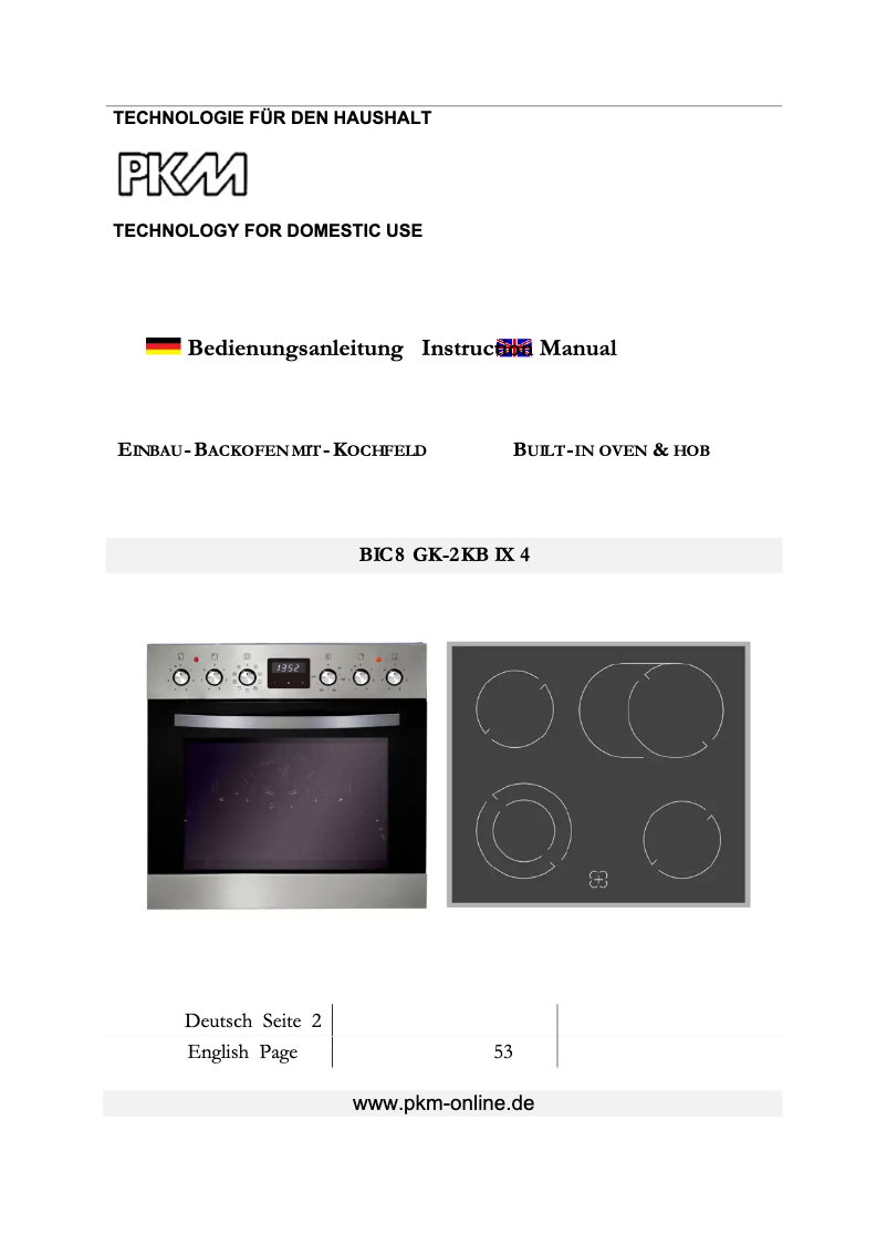 Page 1 de la notice Manuel utilisateur PKM BIC8 GK-2KB IX 4