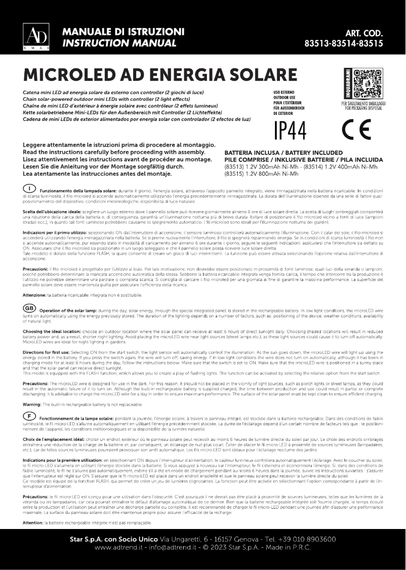 Image de la première page du manuel de l'appareil 83513